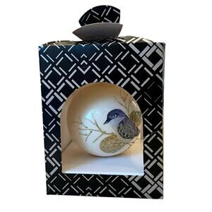 VITBIS Poland Hand Painted Glass Ornament 4in Blue Bird Gold Pinecone NEW